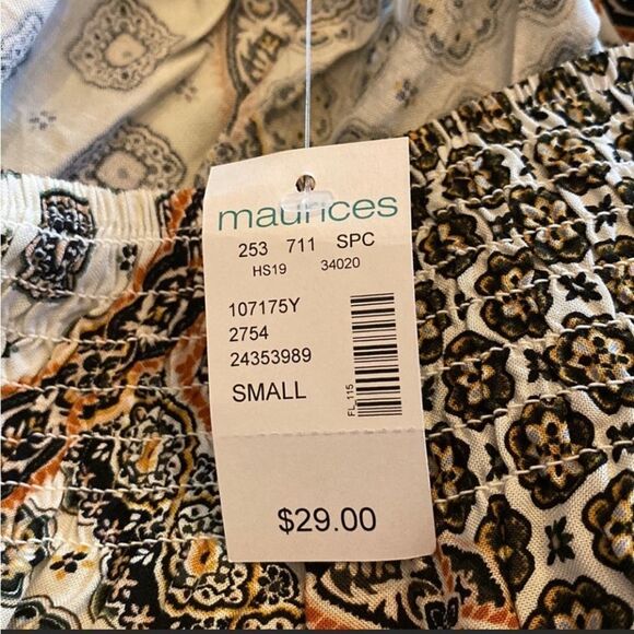 Maurices Brown bandana print off the shoulder top size Small NWT Small - Picture 3 of 5
